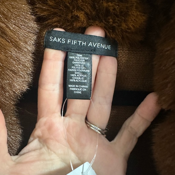 Saks Fifth Avenue Brown Faux Fur Cape - Picture 2 of 5